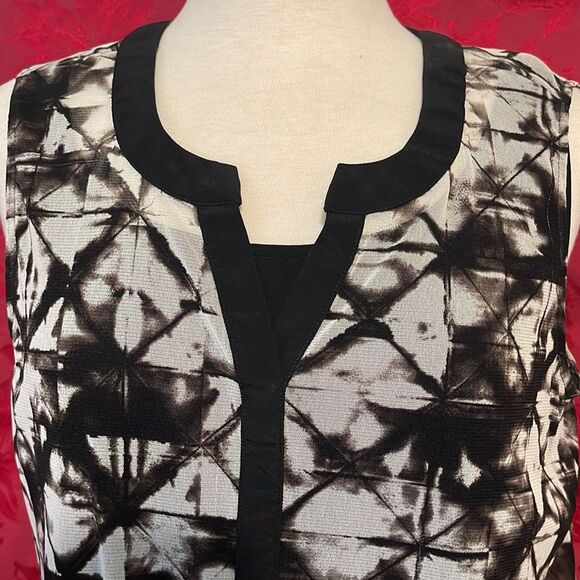 Alfani Sleeveless Shirt and Tank top Set Black and White Tie die Look - Picture 6 of 8